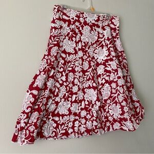 Zero Base Red and White Floral Patterned Skirt with Liner Size 36